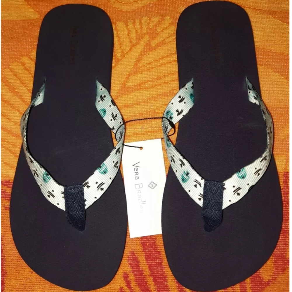 NWT Women's Vera Bradley Antilles Treasure Webbing Strap Flip-flops - Picture 4 of 6